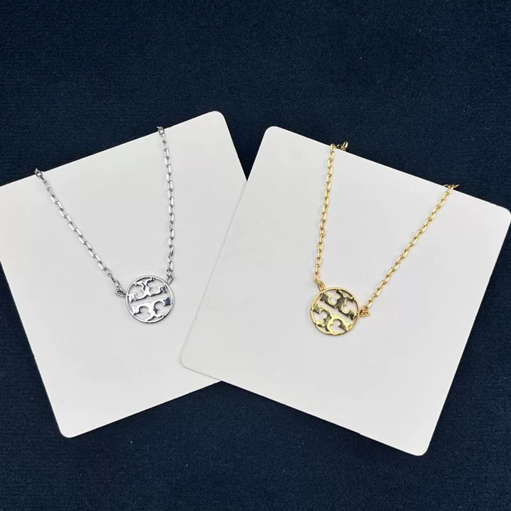 Tory Burch Gold Plated Copper Double Geometric Circle Hollow Letter Choker